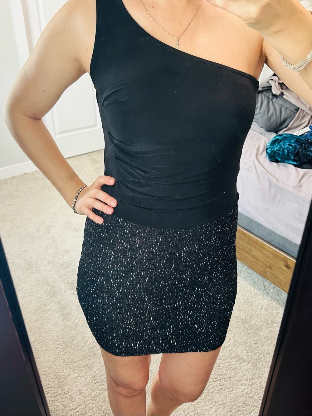 Elegant Black One-Shoulder Dress